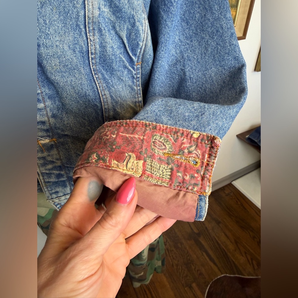 Vintage 1980s ACA-JOE Denim Trucker Jacket Fabric Lined Men's S-M Hong-Kong - Picture 10 of 16